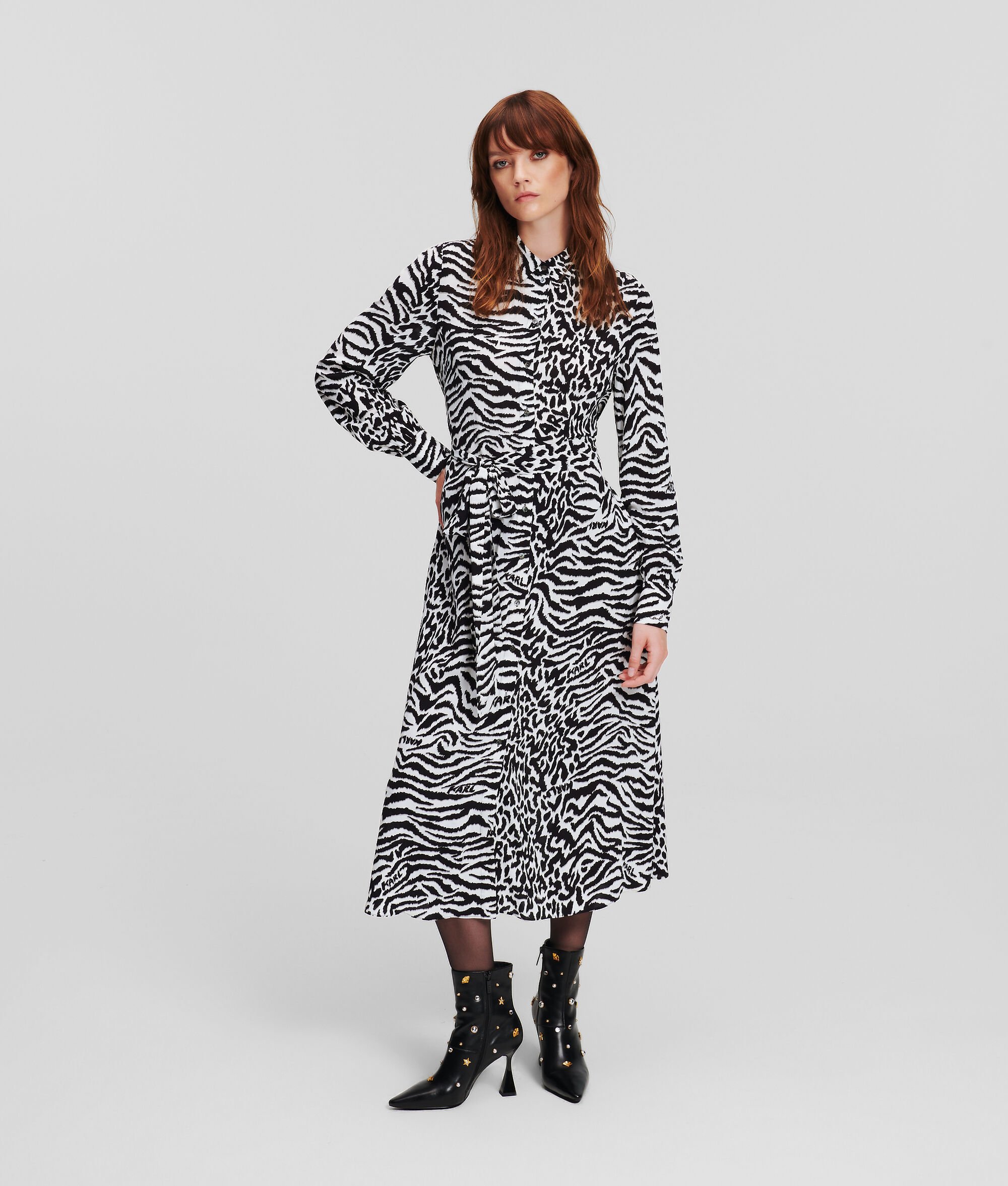 (image for) Refined ANIMAL-PRINT SHIRT DRESS